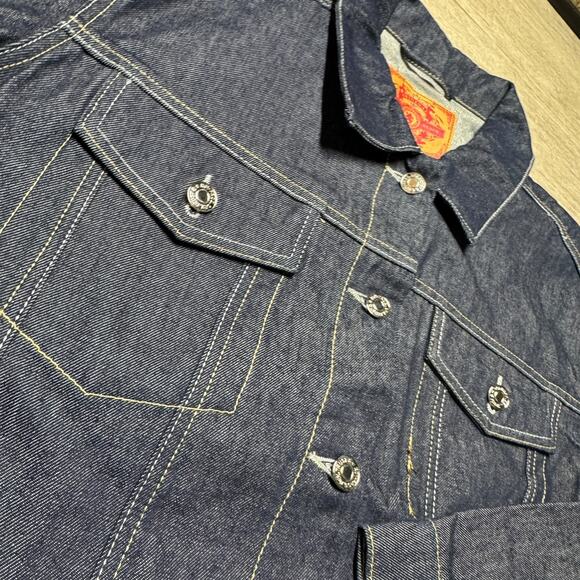 Vintage PJ Mark Jean Jacket Dark Wash Denim Y2K Men's XL Button Collared Trucker - Picture 3 of 8